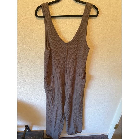 Women's Brown/Taupe Waffle Jumpsuit - Picture 2 of 5